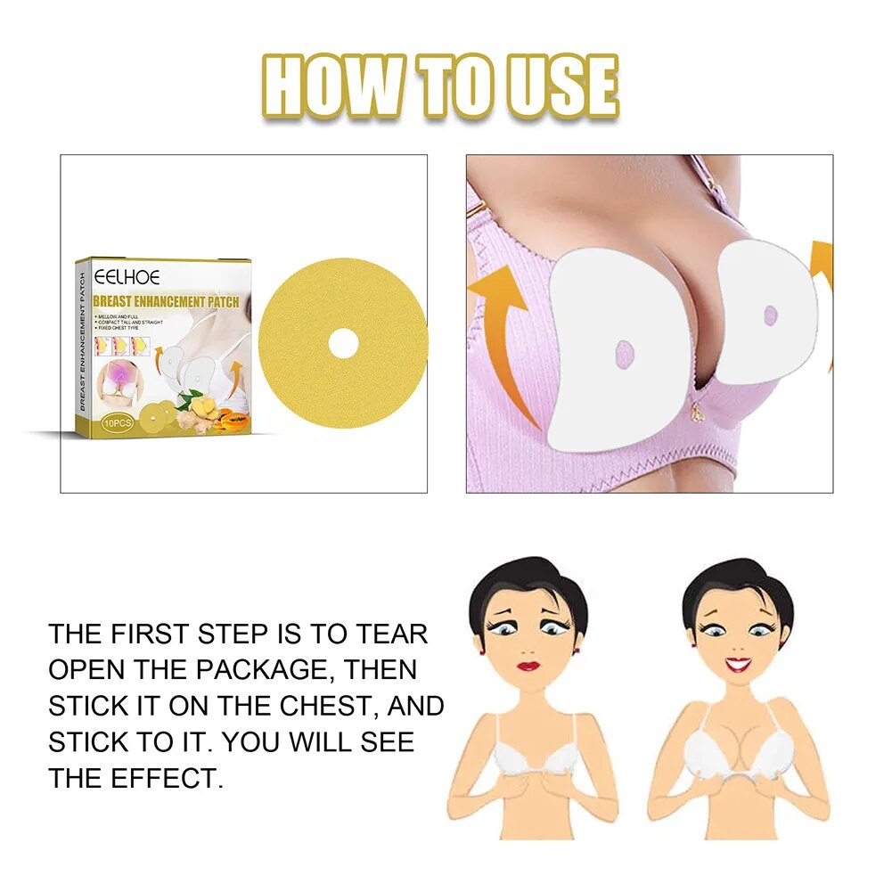 Bestope 10pcs/box Breast Enhancement Patch Ginger Breast Nourishing Patches Breast Lift Enlarger Patch Bust Firming Lifting Pads, Size